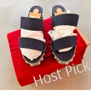 Christian Louboutin Women’s Janitag 60 Denim Studded Platform Sandals US 8